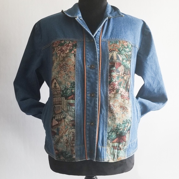 erin london Tops - Erin London Denim Tapestry Buttondown Shirt Womens